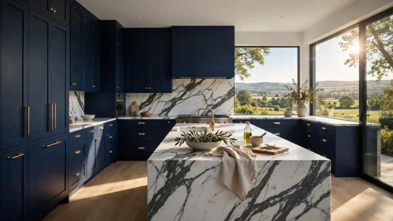 moody blue kitchen cabinet ideas
