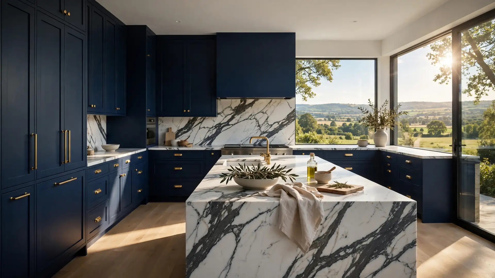 moody blue kitchen cabinet ideas