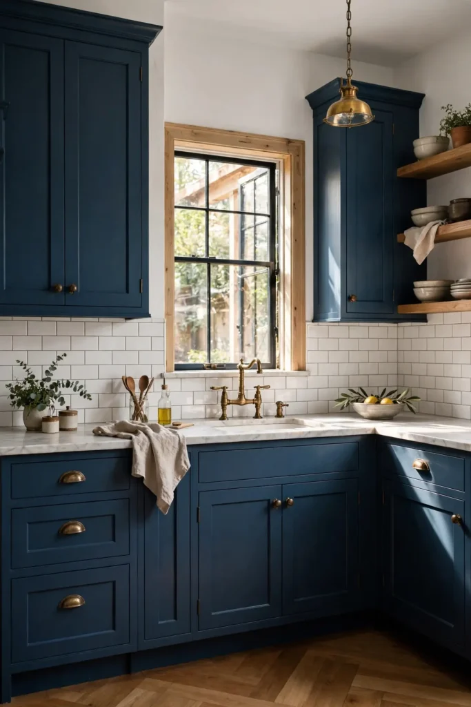 Timeless moody blue kitchen cabinet ideas