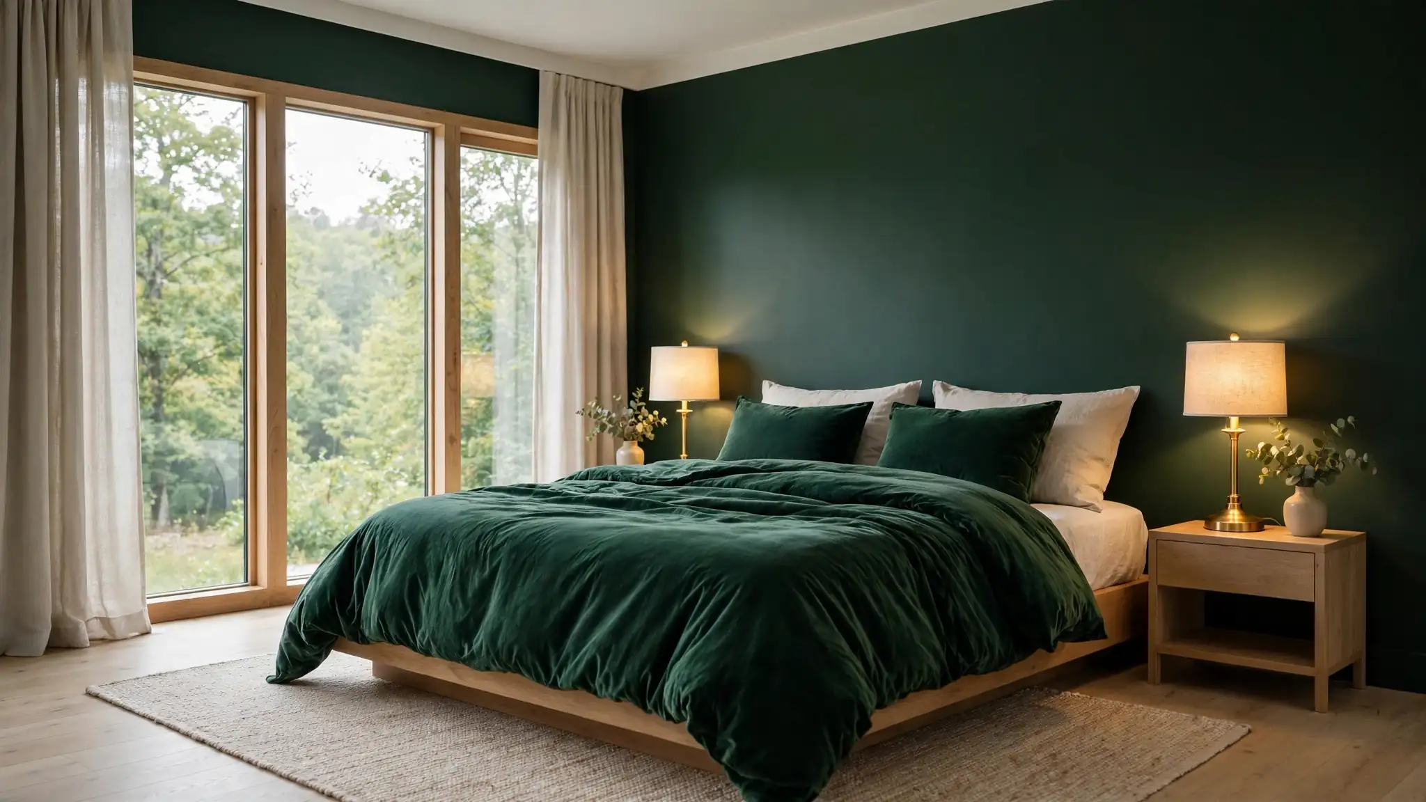 moody green bedroom decor