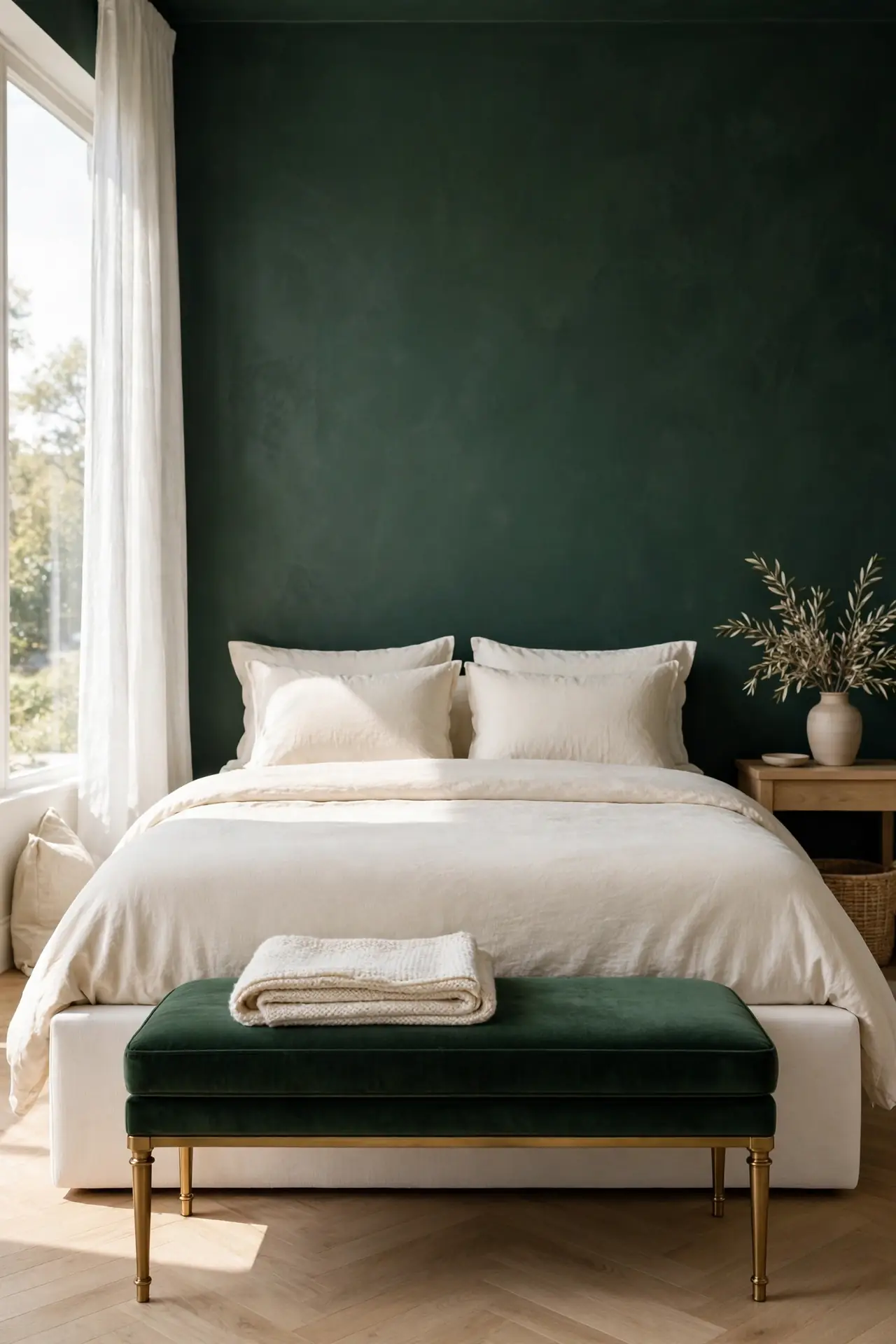 Green Velvet Bench