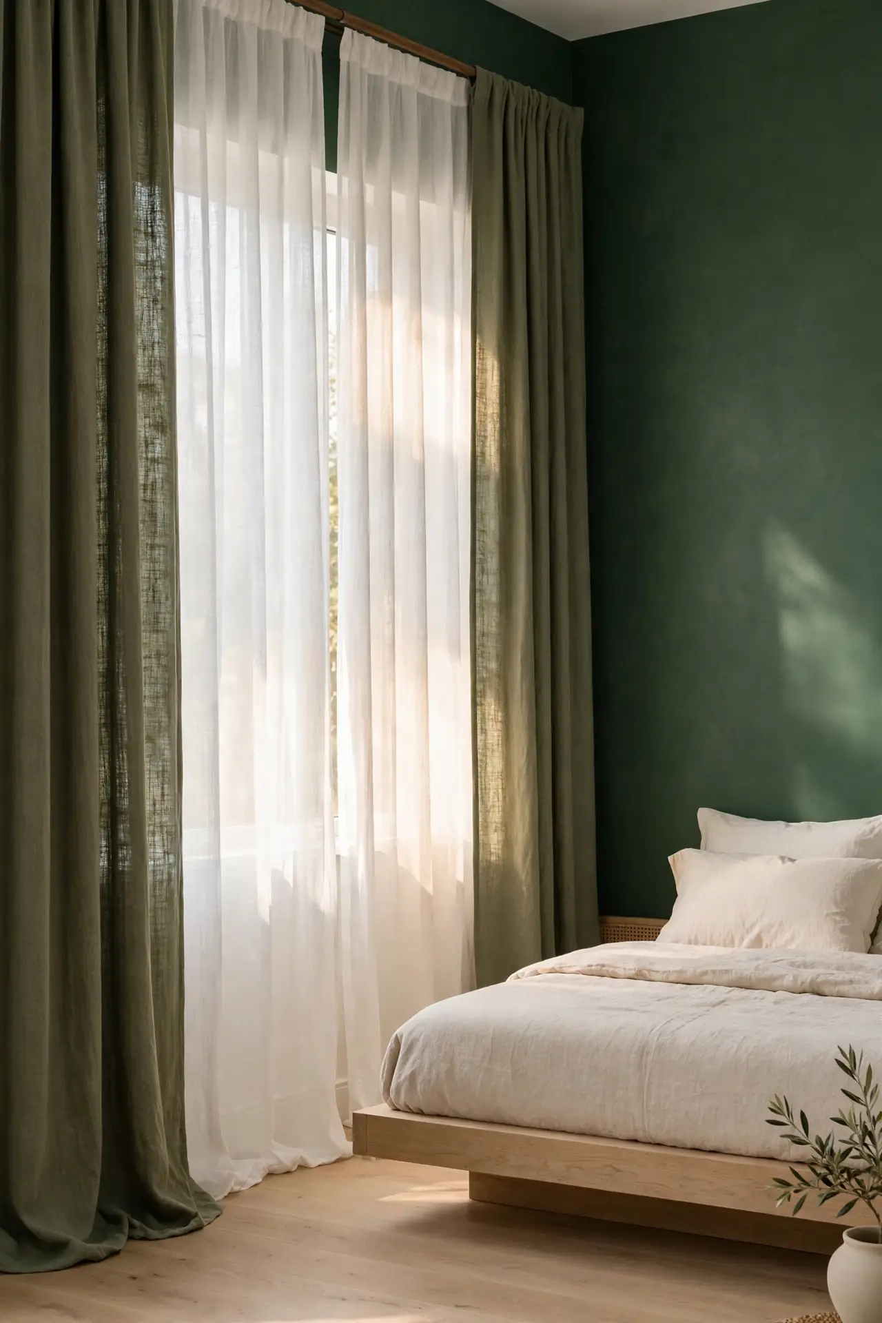 Olive Linen Drapes