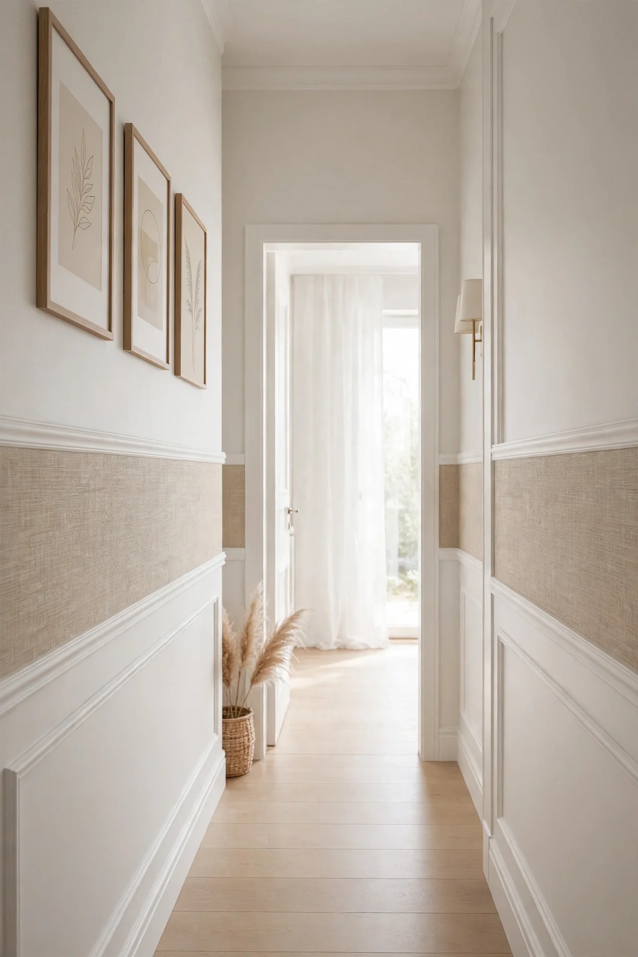Textured Wallpaper Band for narrow hallway decorating ideas