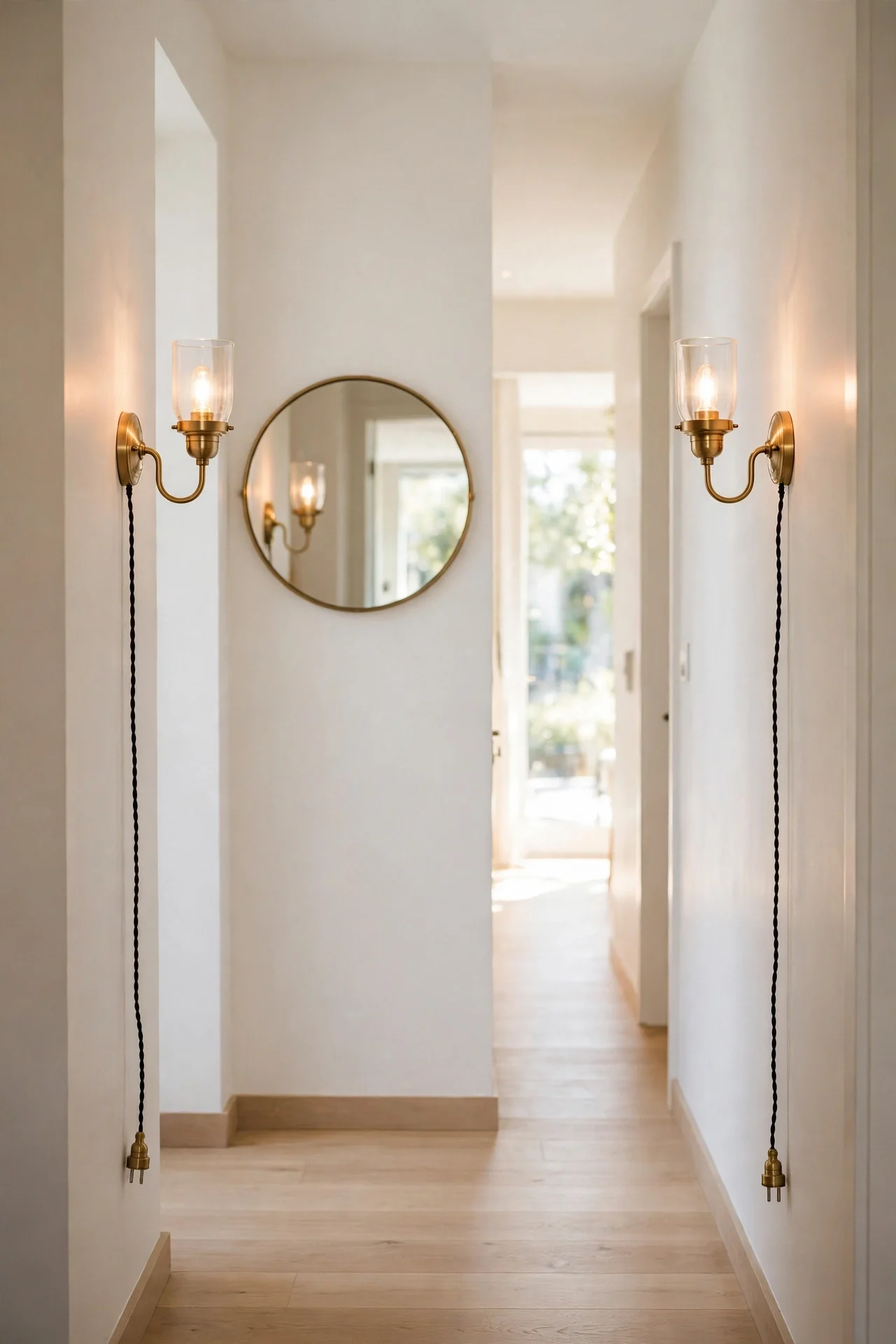 Wall Sconce Pair - narrow hallway decorating ideas