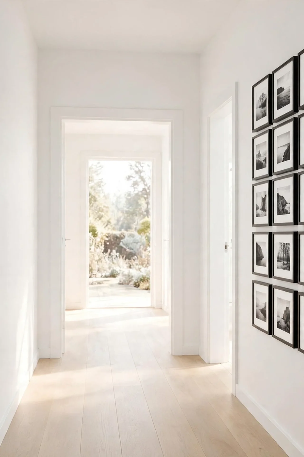 Vertical Gallery Grid for narrow hallway wall decor ideas