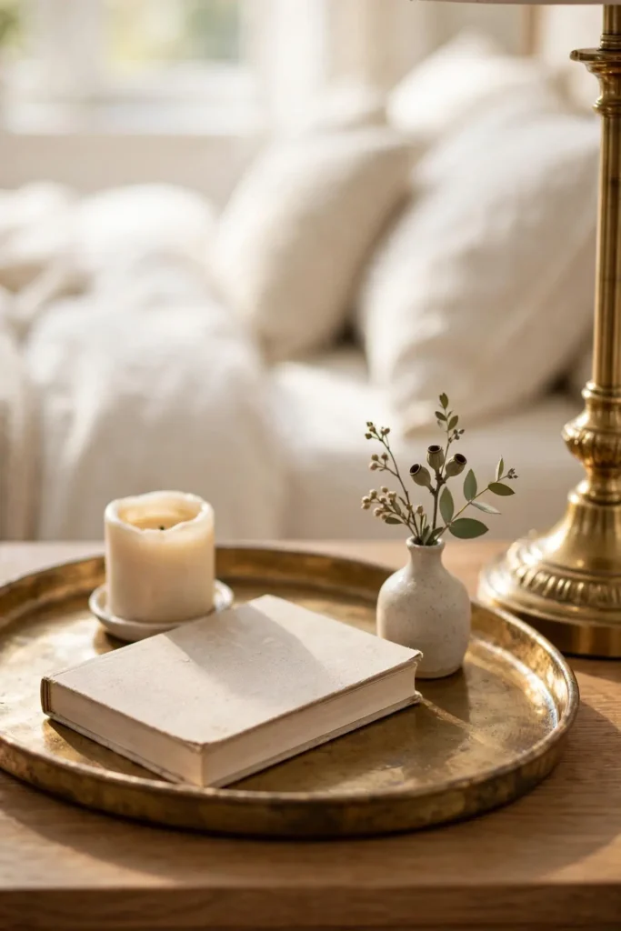 Brass Bedside Tray Styling