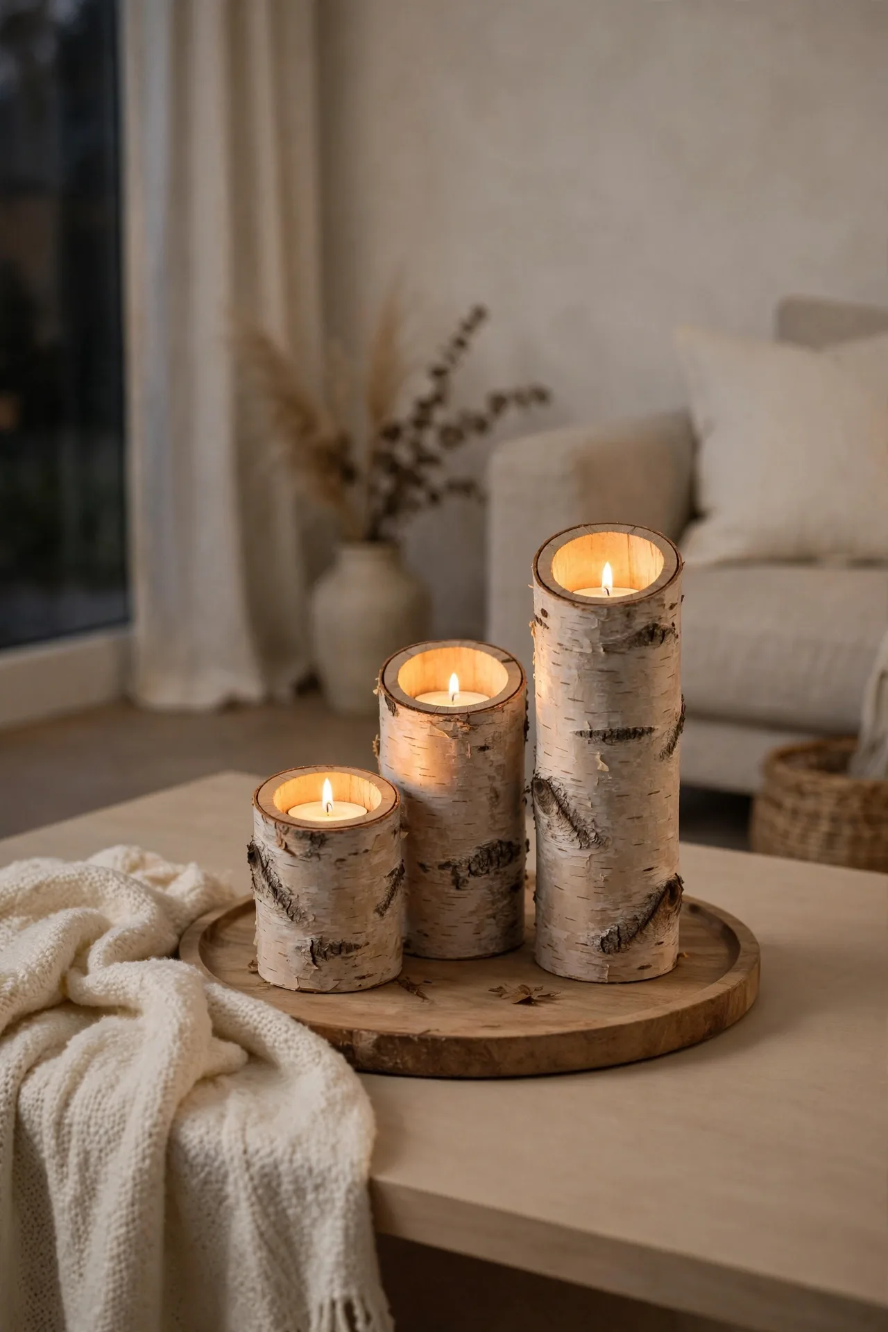 Birch Log Candleholders