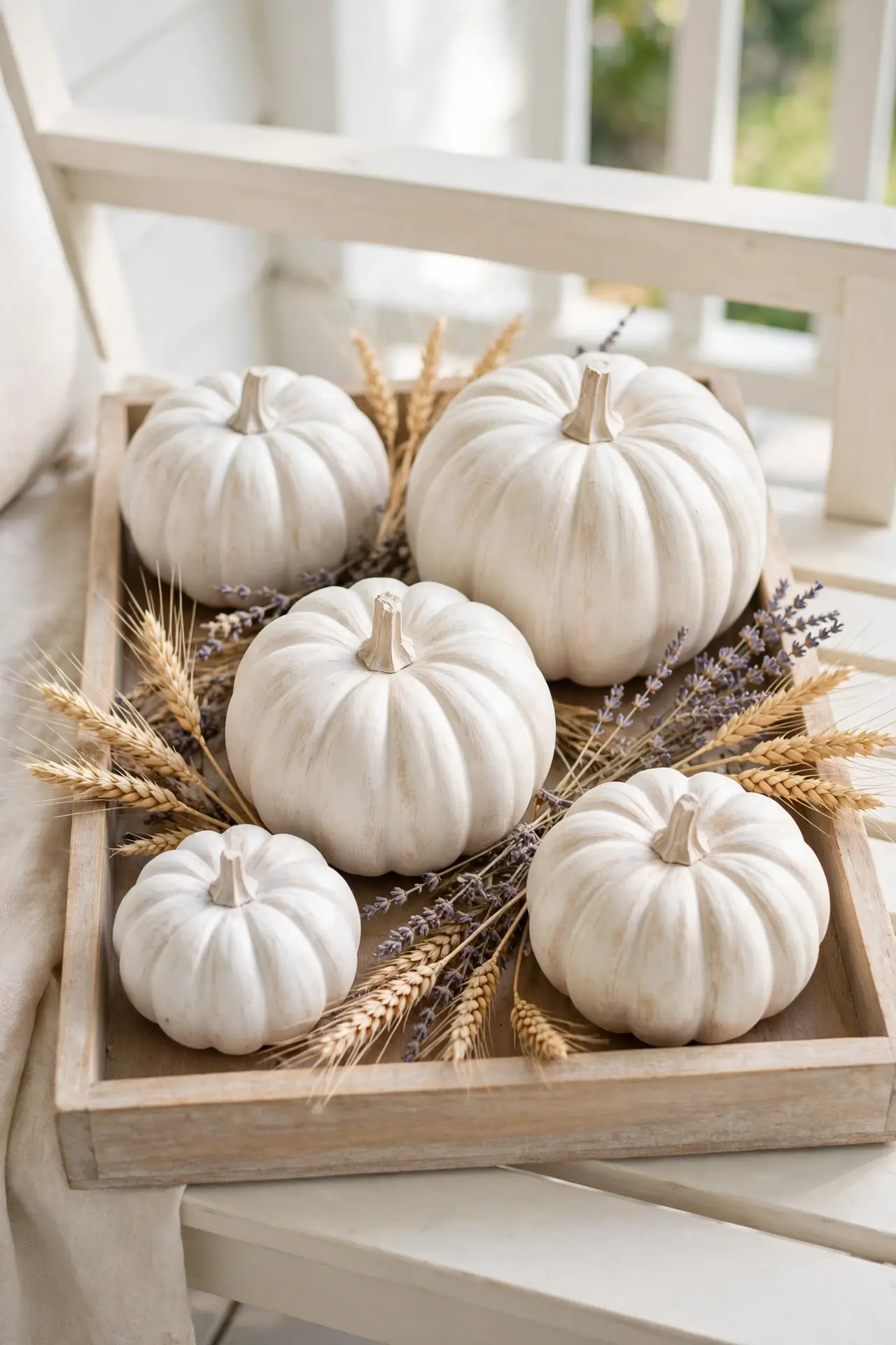 Whitewashed Pumpkin Tray
