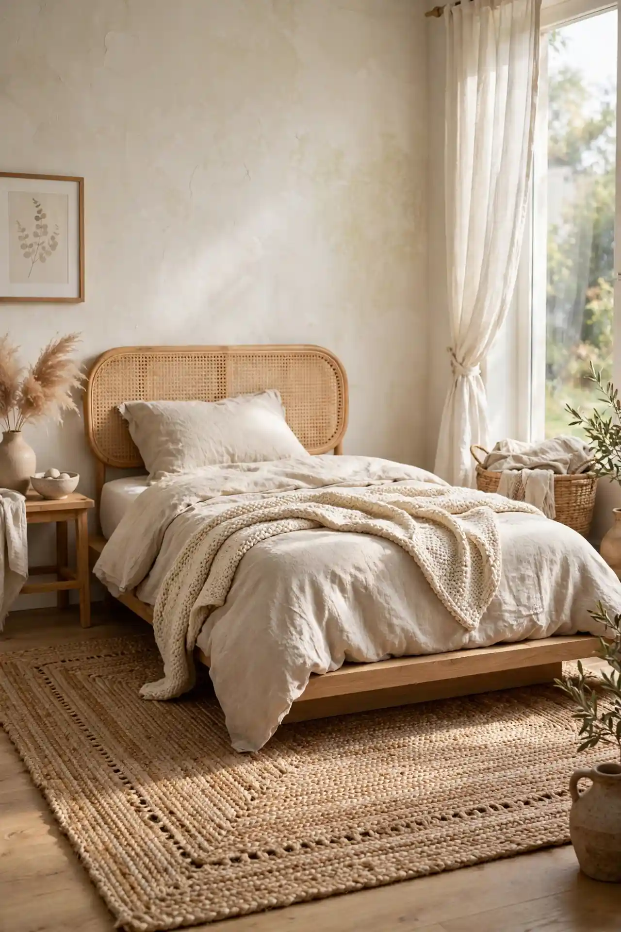 Jute Rug Layering - Olive Green Bedroom Decor Ideas