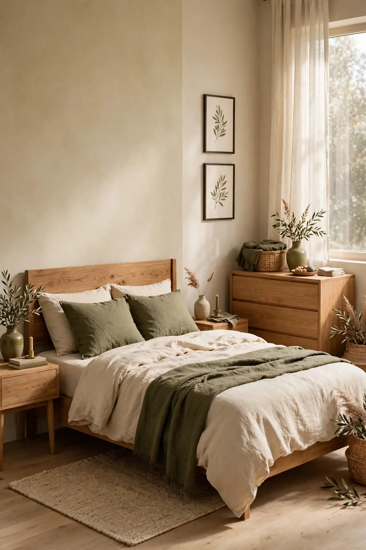 Natural Wood Furniture - Olive Green Bedroom Decor Ideas
