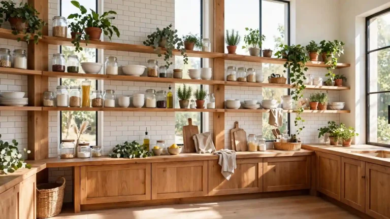 open kitchen shelving