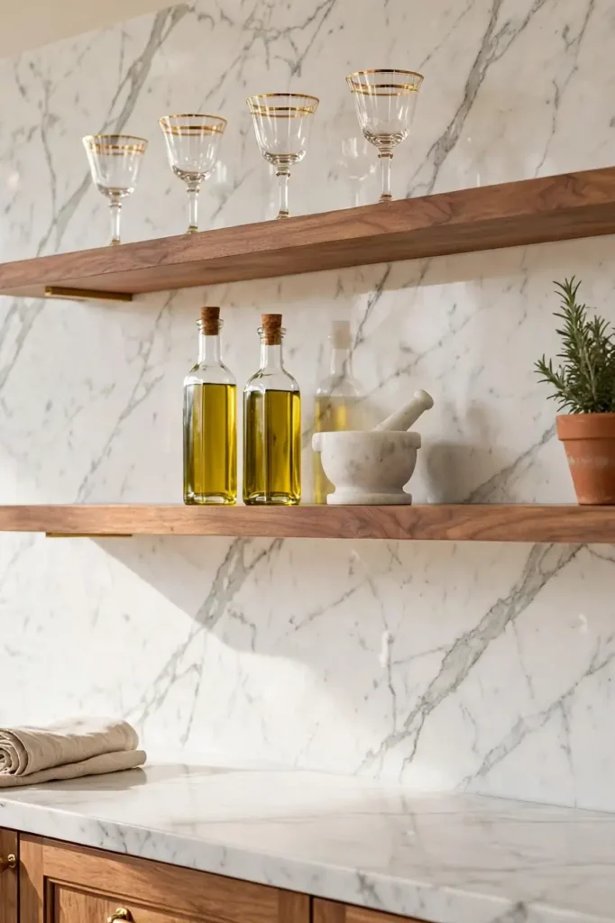 Marble Backed Shelves