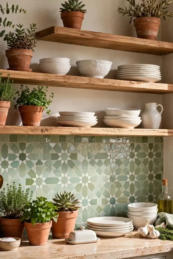 Tiled Backsplash Shelves