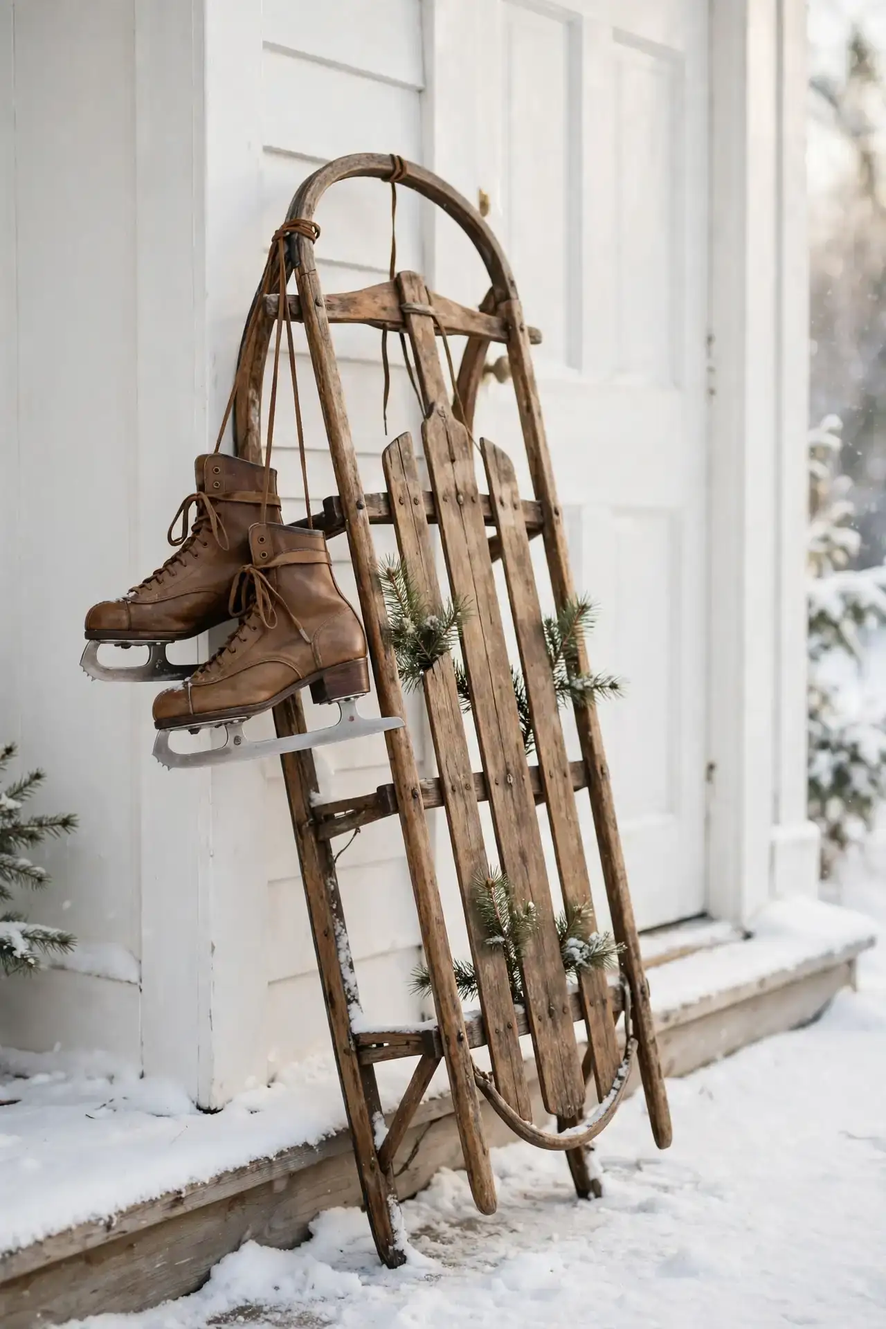 Sled and Skates Display