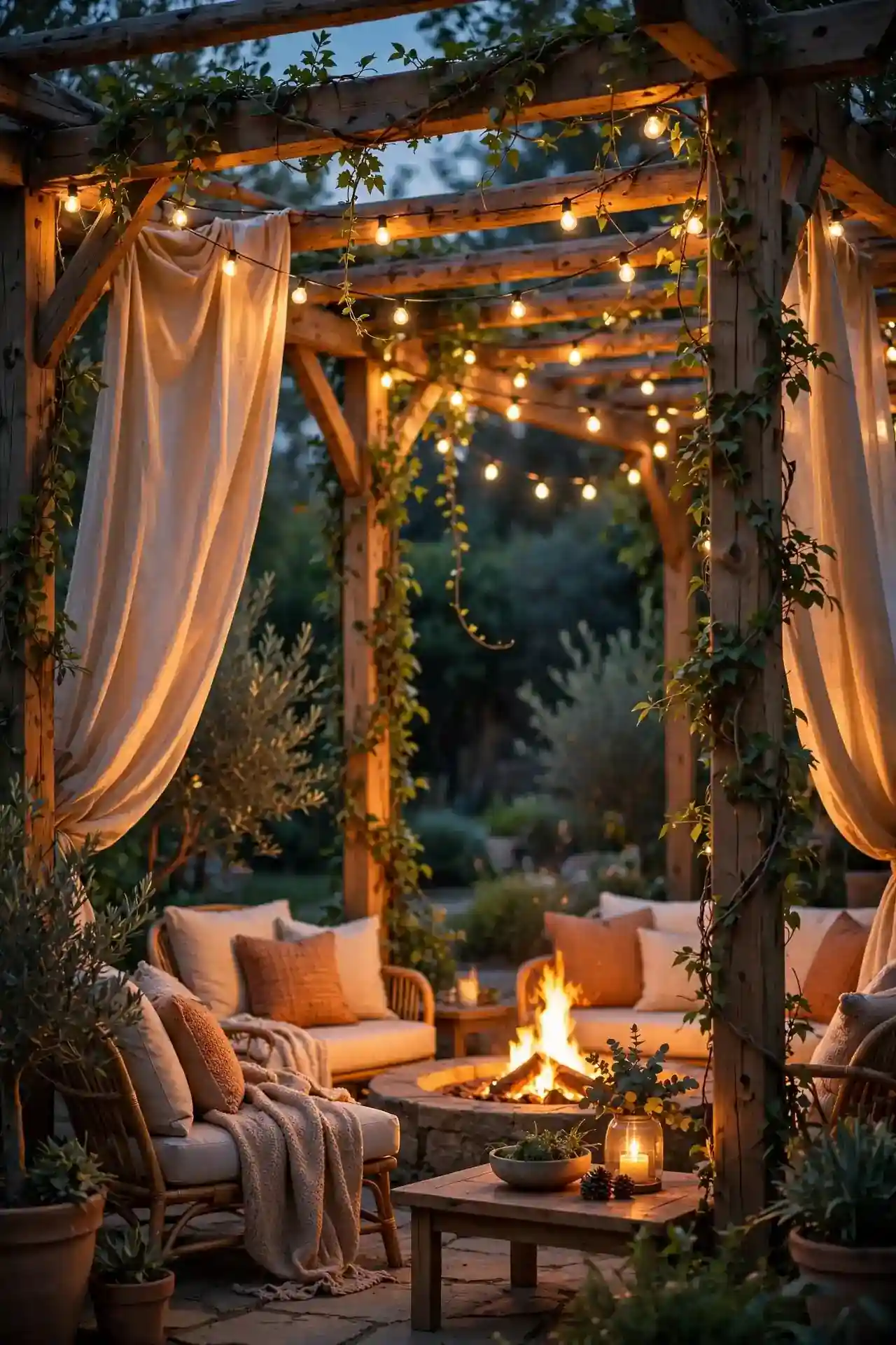 Pergola Framed Fire Space
