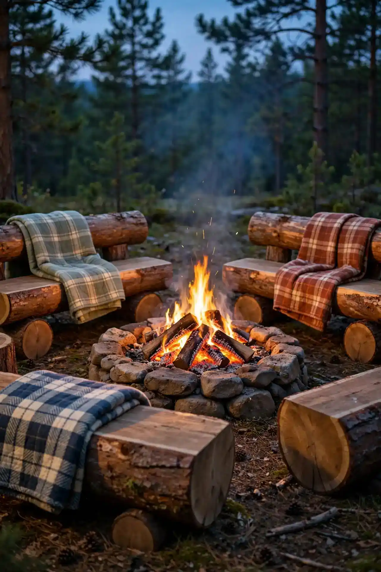 Rustic Log Bench Seating