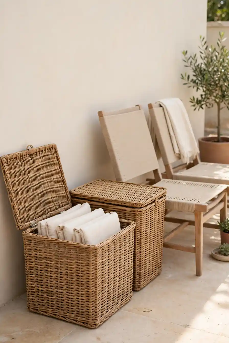 13. Wicker Basket Storage