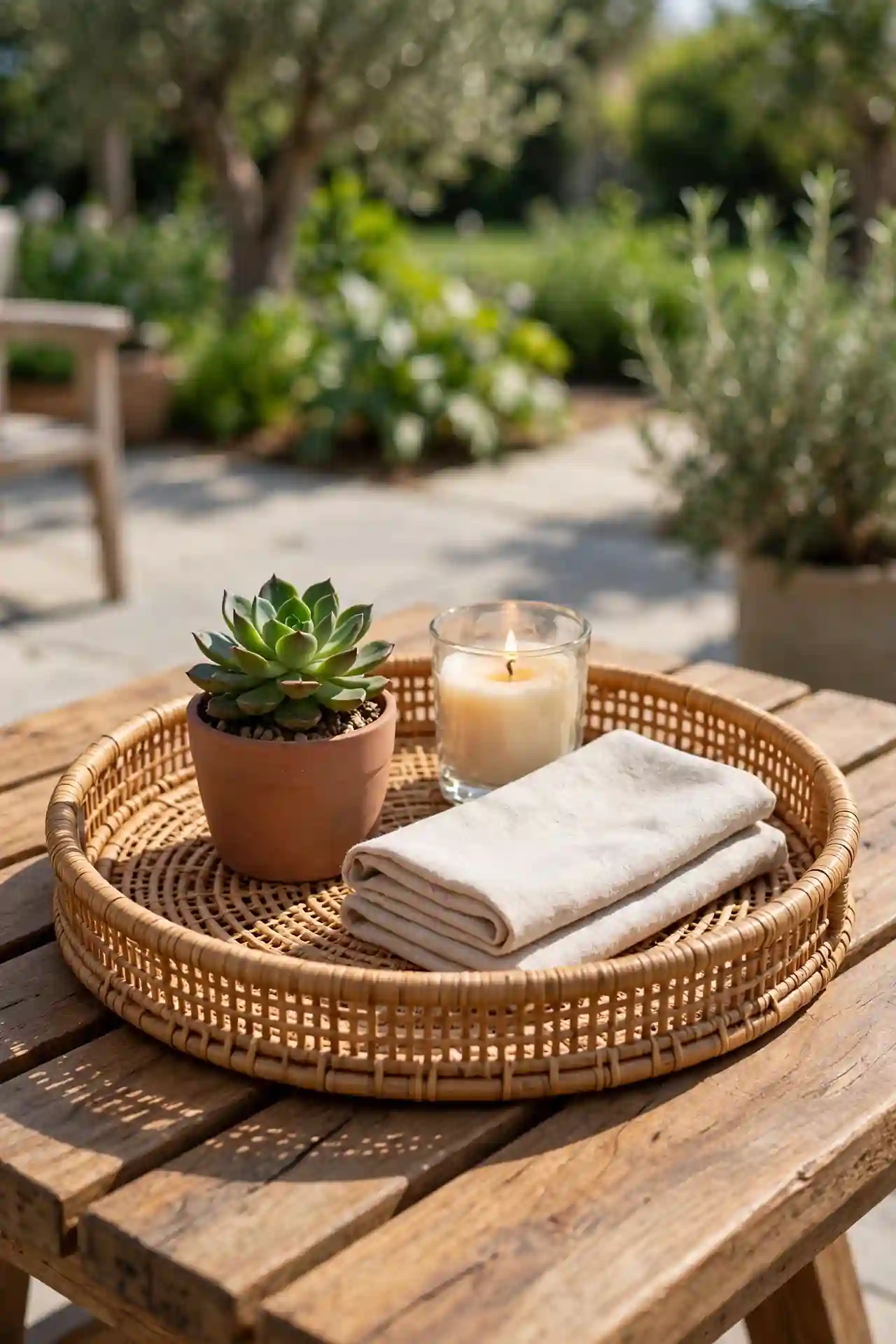 Rattan Tray Station