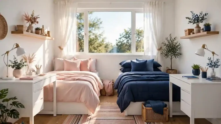 pink and blue dorm room ideas