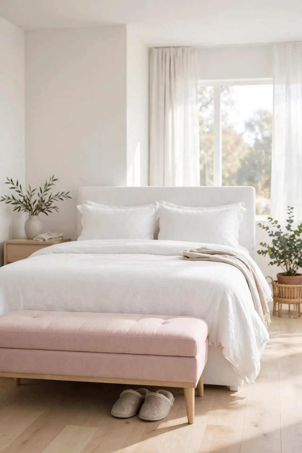 Pink Upholstered Bench