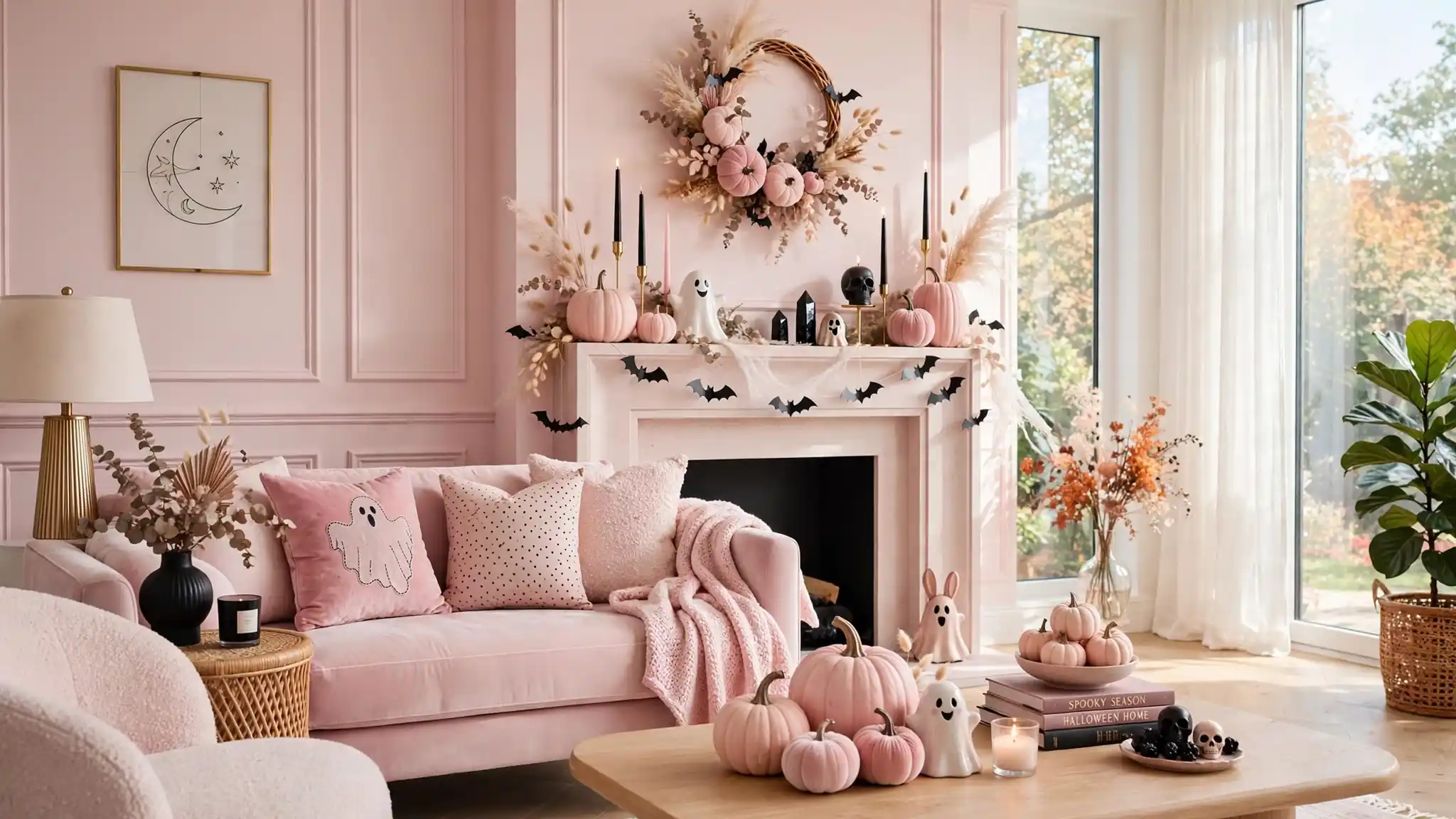 pink halloween decor ideas for living room