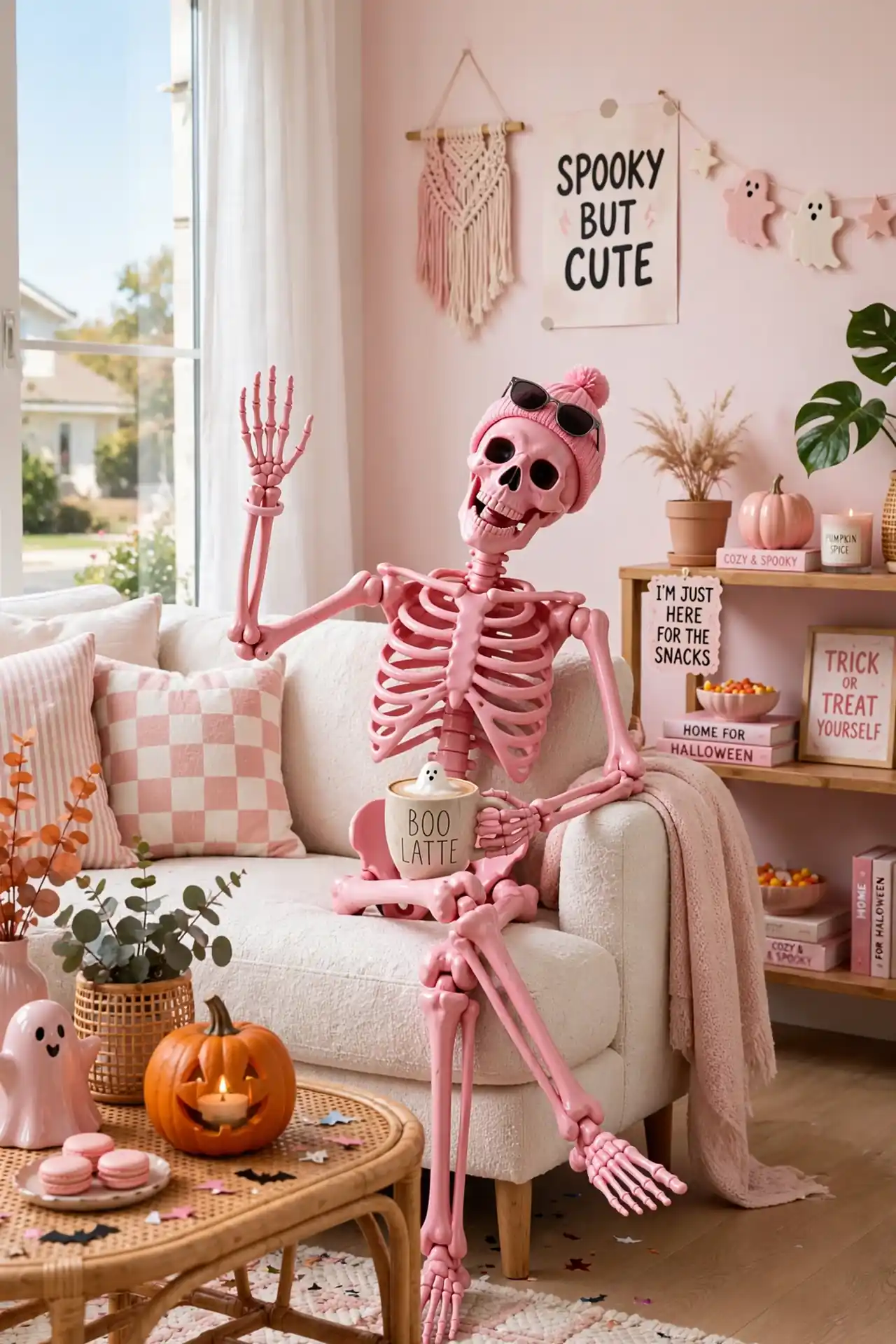 Pink Skeleton Decor - Pink Halloween Decor Ideas For Living Room