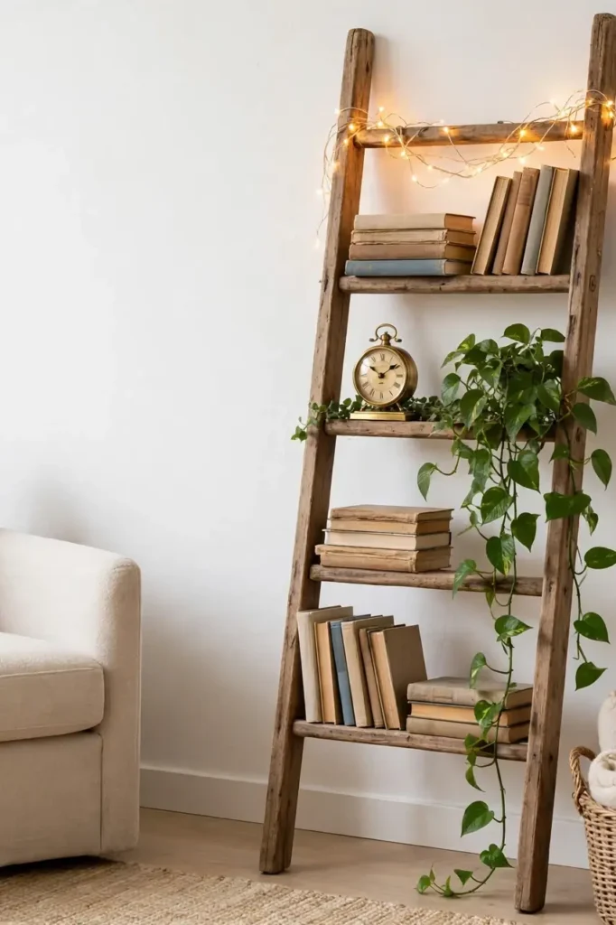 Rustic Ladder Shelves