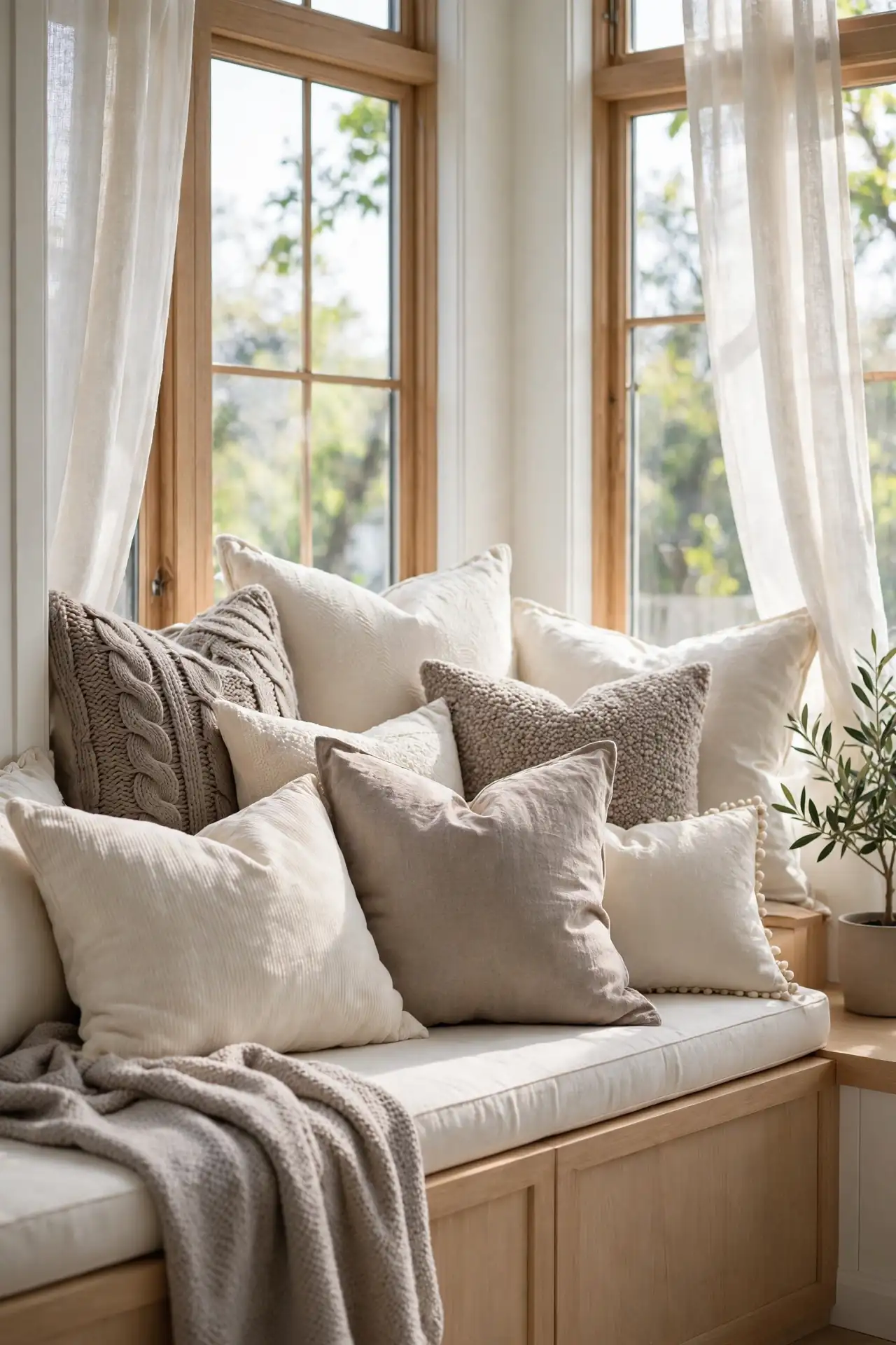 Soft Pillow Layers for reading nook ideas under a window