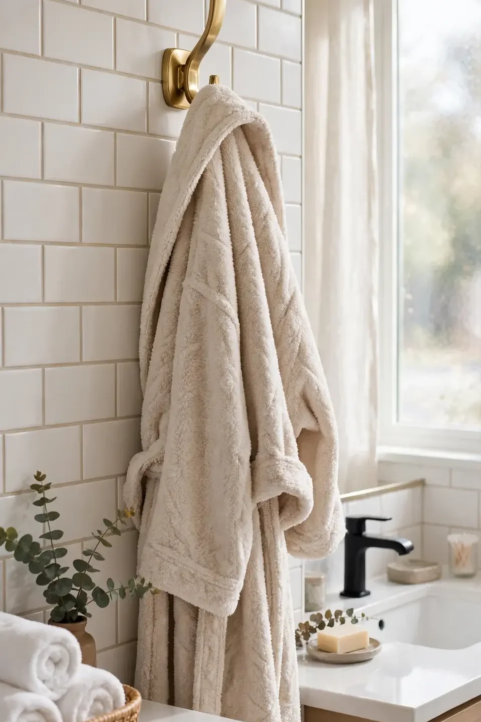 Luxe Robe Hook for renter friendly bathroom makeover ideas