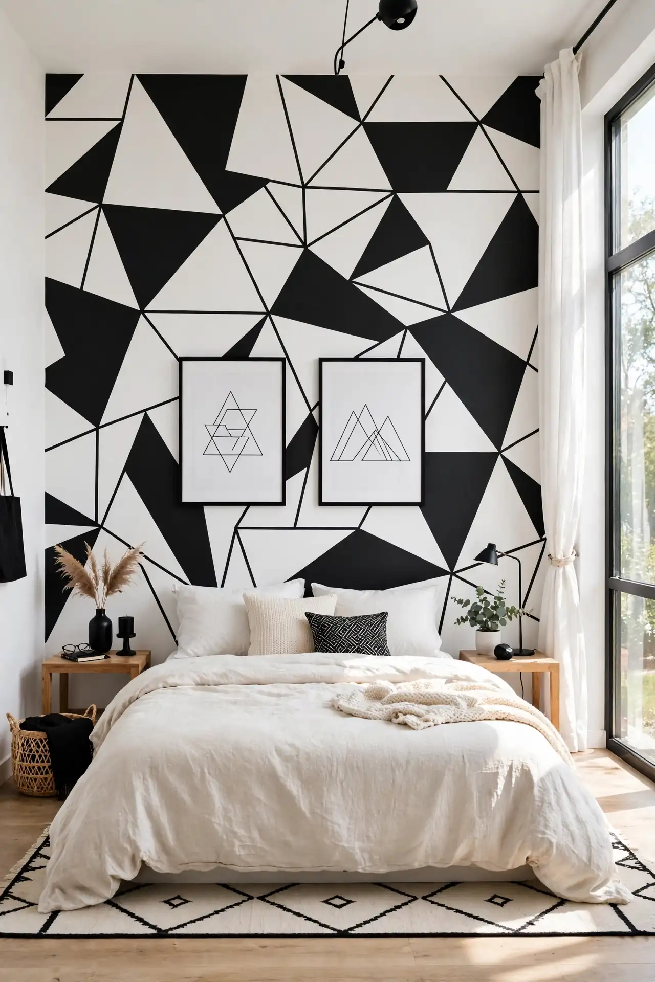 Bold Geometric Prints - Renter Friendly Wallpaper Ideas for Bedroom