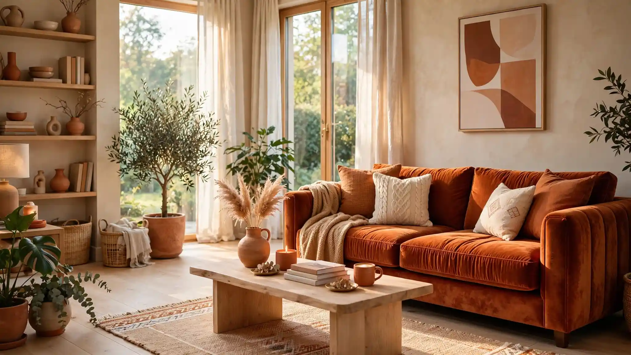 rust accent living room decor ideas