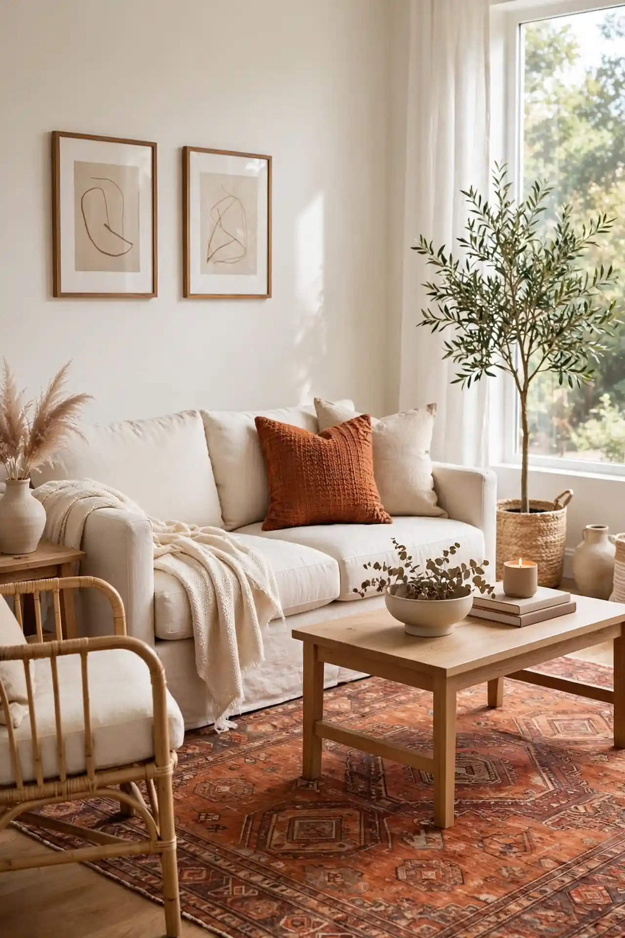 Rust Area Rug - Rust Accent Living Room Decor Ideas