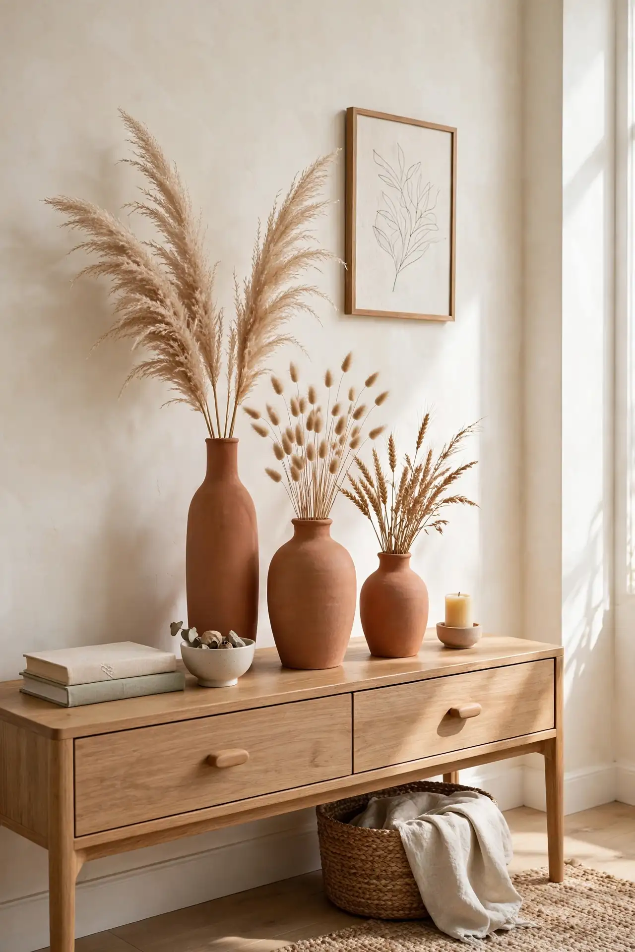 Terracotta Vase Styling - Rust Accent Living Room Decor Ideas