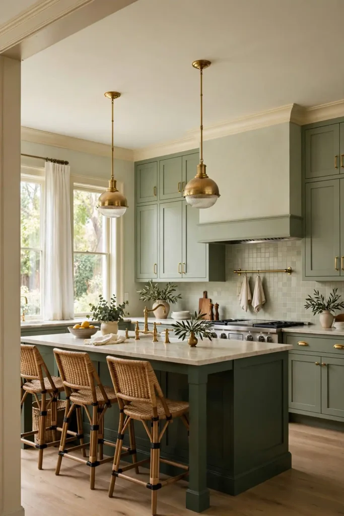 Soft sage green and cream kitchen ideas