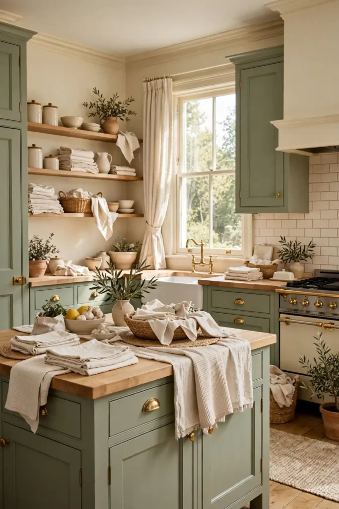 Timeless sage green and cream kitchen ideas