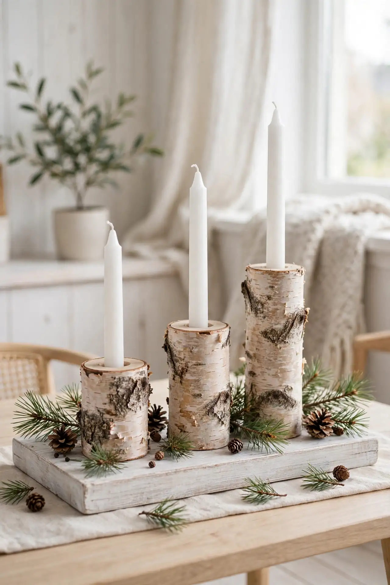 Birch Log Candleholders