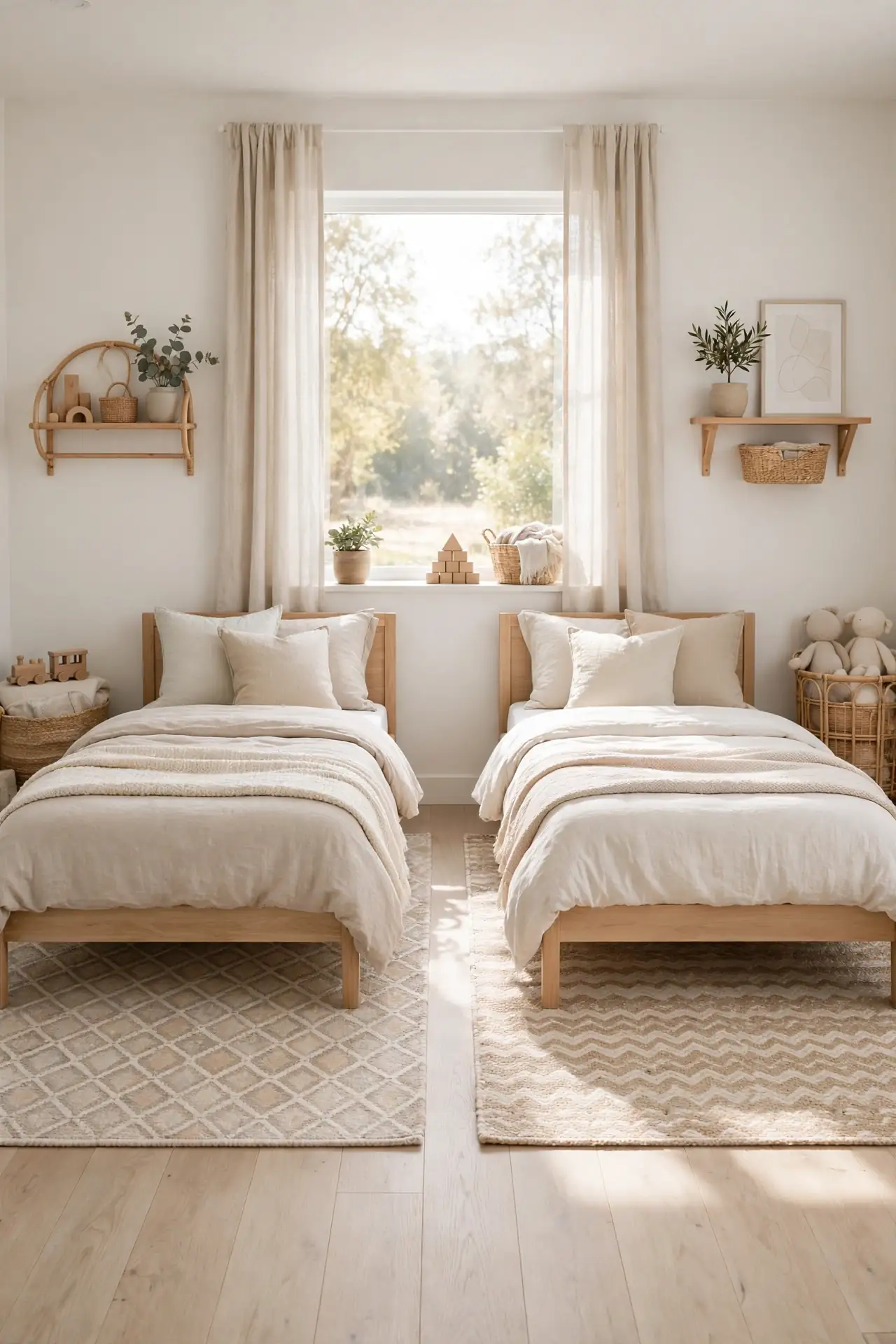 Rug Defines Space for shared bedroom ideas for siblings