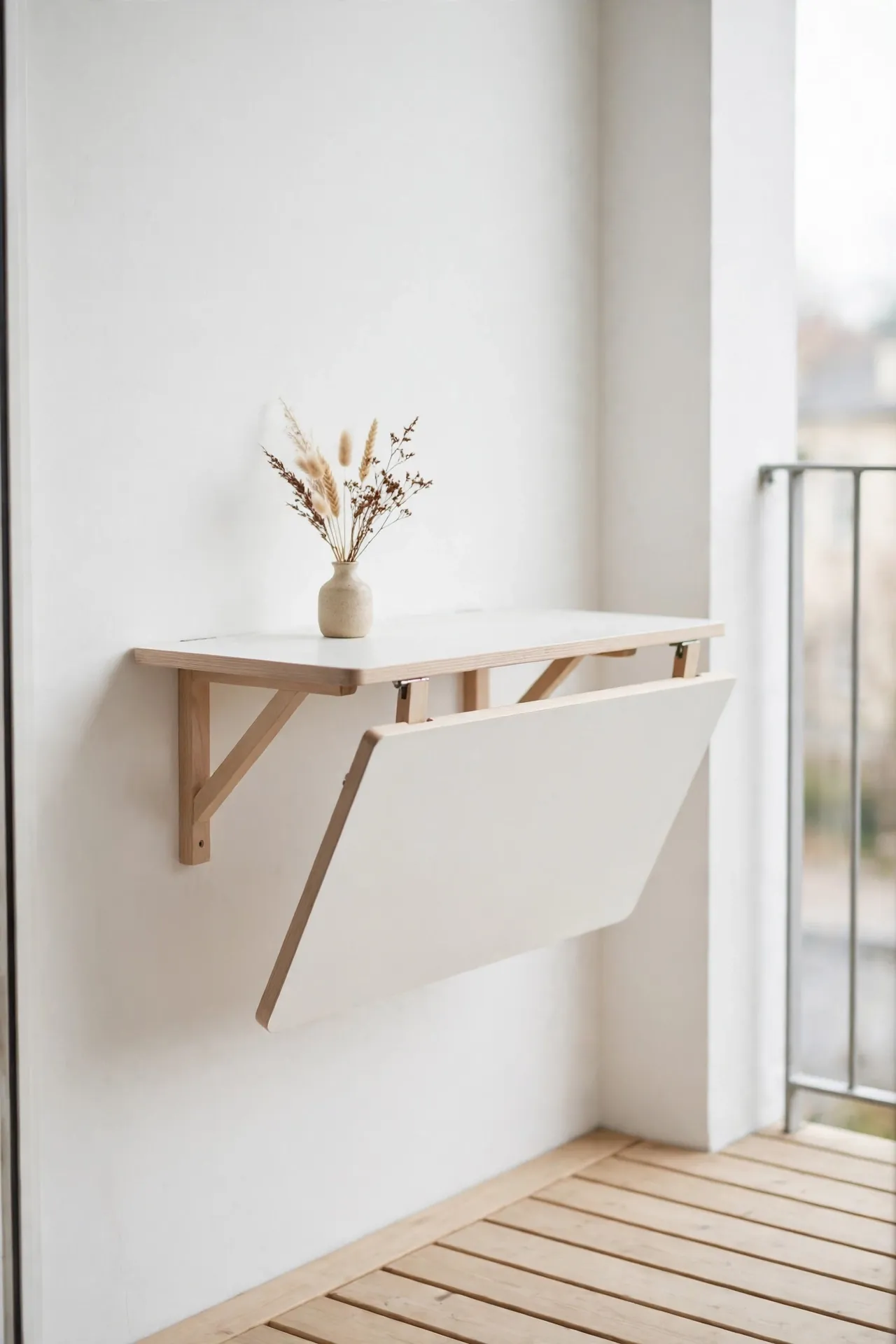 Fold-Down Wall Table for small balcony decor ideas for apartments