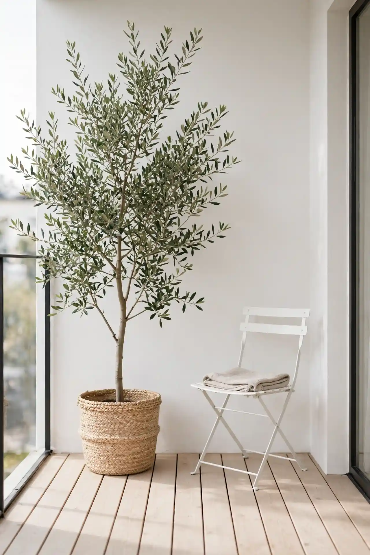 Potted Tree Statement for small balcony decor ideas for apartments