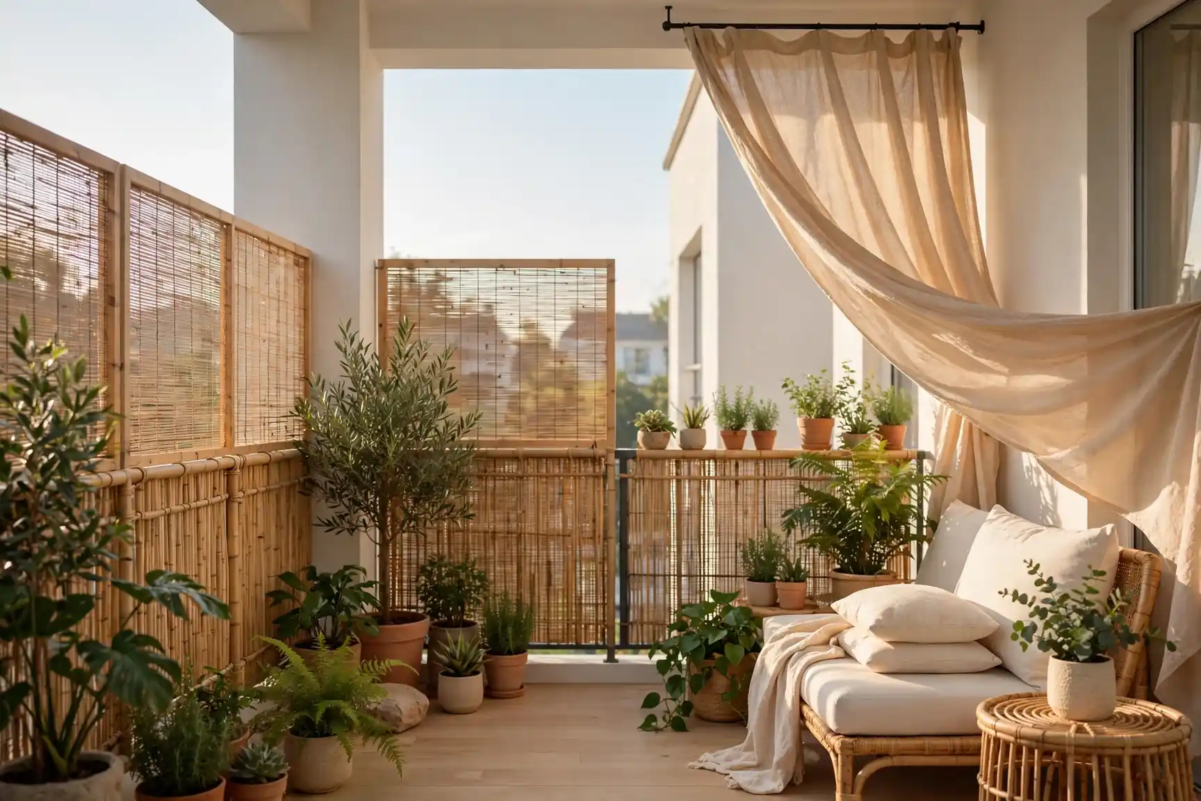 small balcony decor with privacy screens