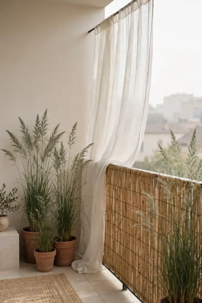 Private small balcony decor with privacy screens