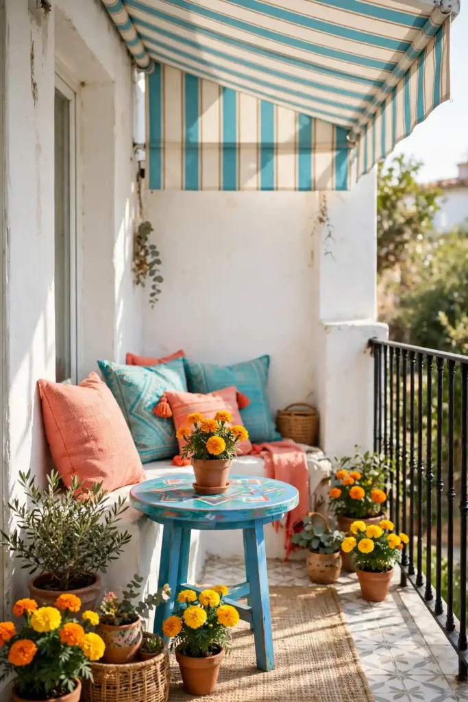 Bright small balcony makeover ideas for apartments