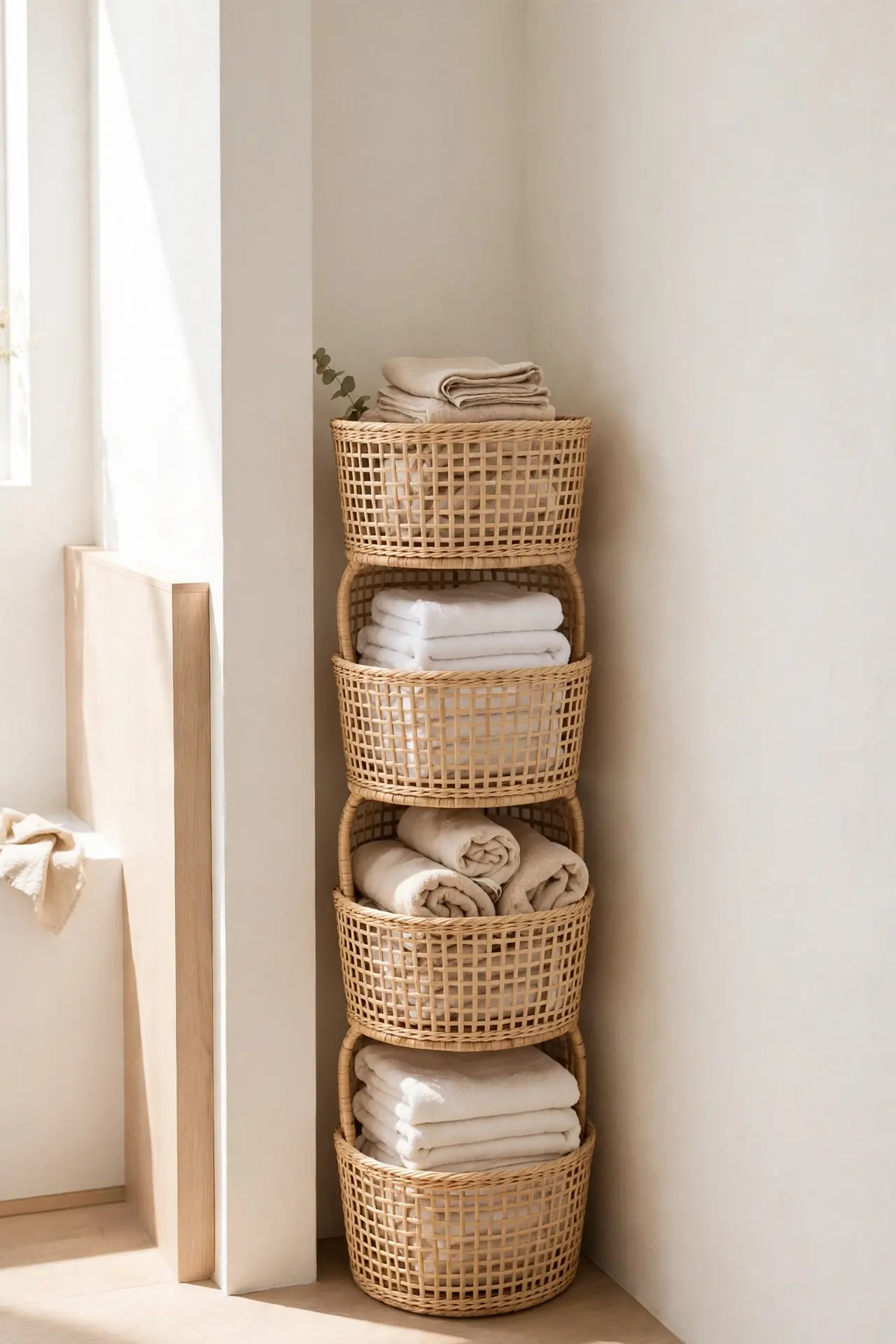 Stacked Linen Towers