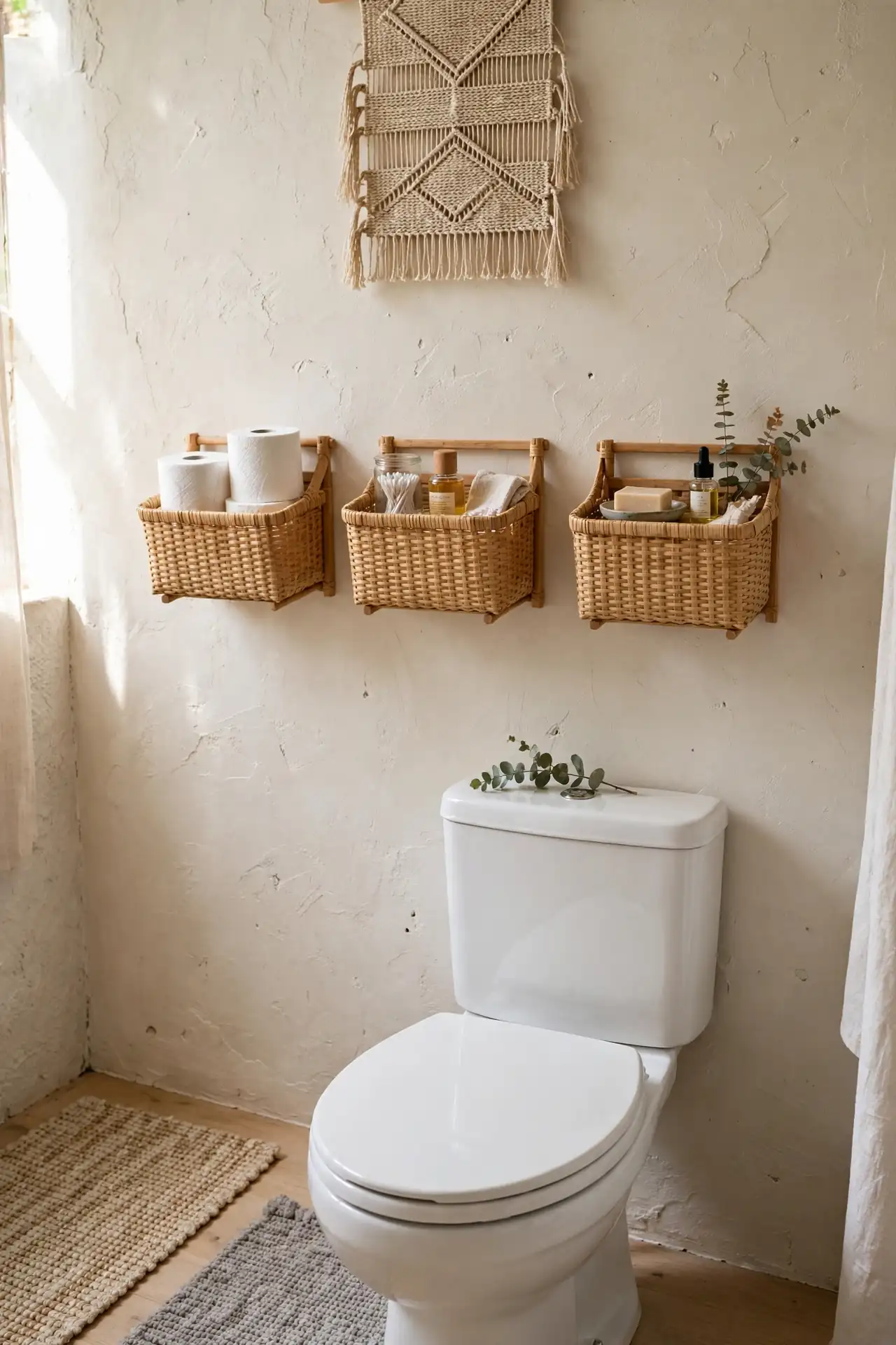 Basket Wall Storage - Small Bathroom Over Toilet Storage Ideas
