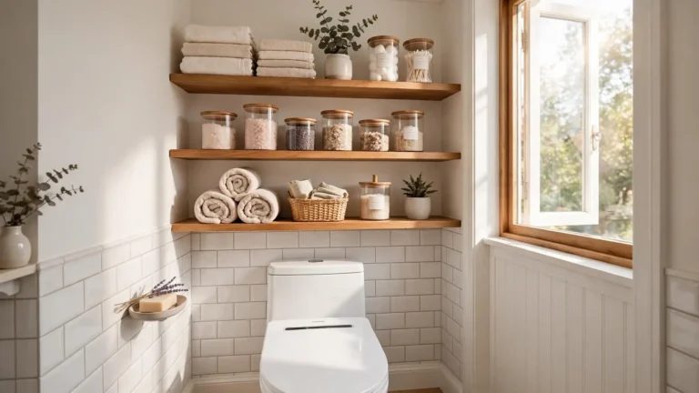 small bathroom over toilet storage ideas