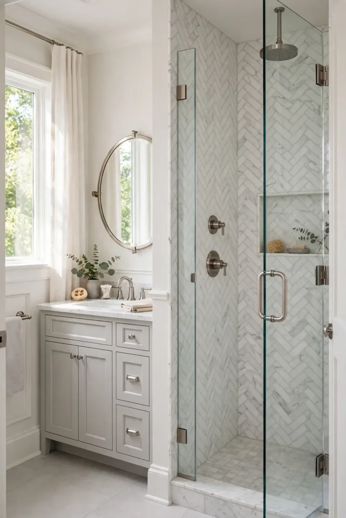 Herringbone Shower Walls