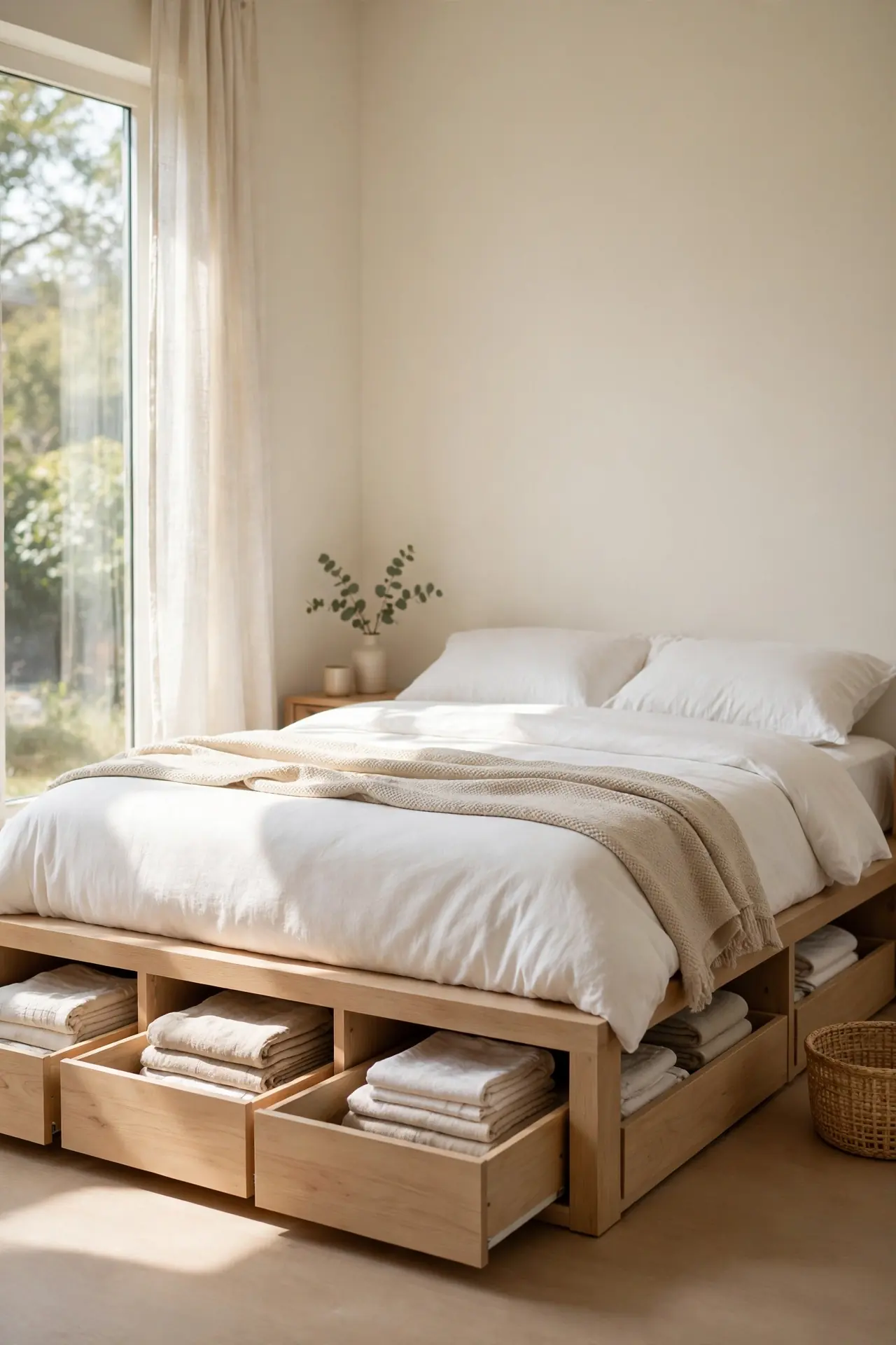 Platform Storage Bed for small bedroom ideas with built in storage