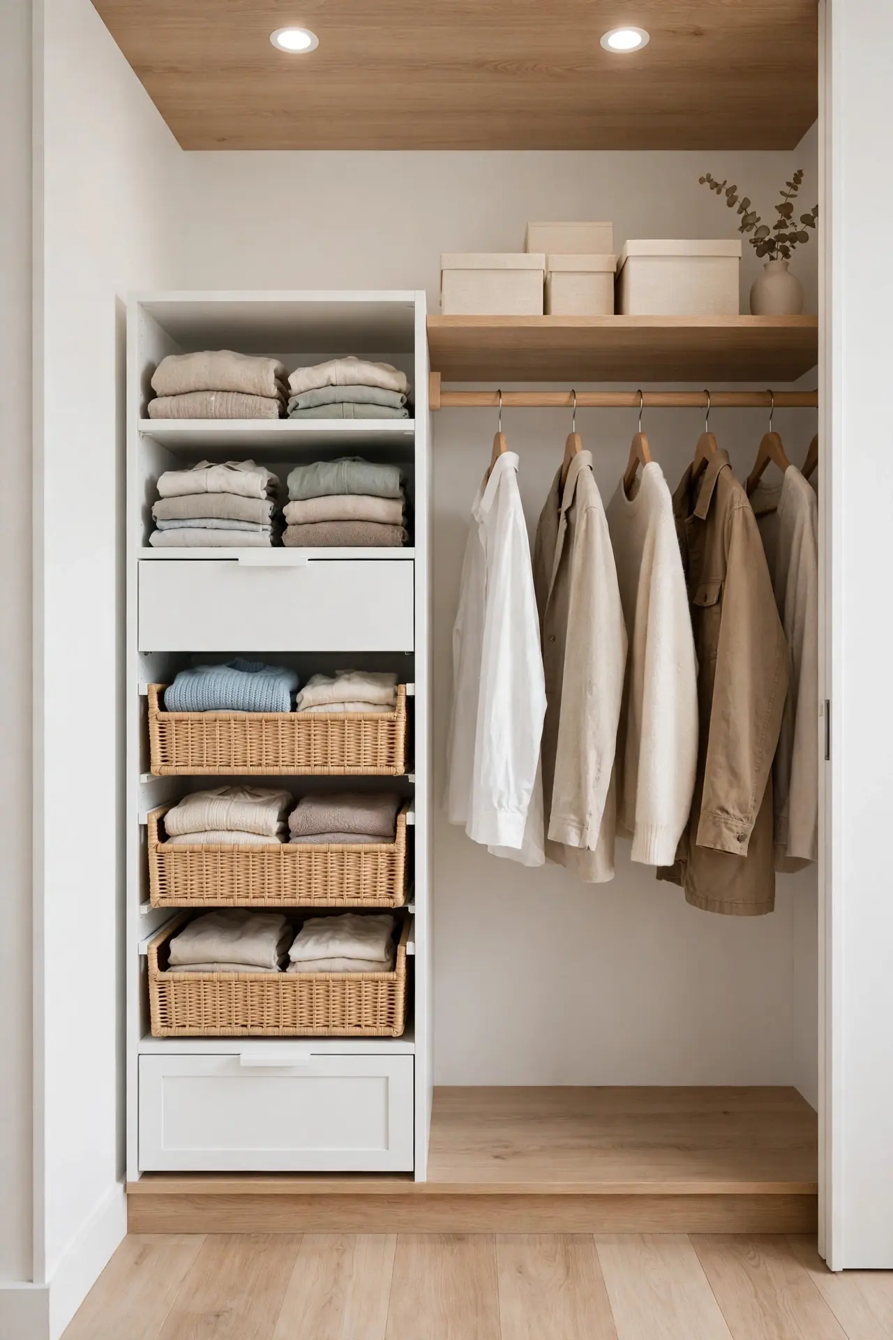 Slim Closet Tower for small bedroom ideas with built in storage