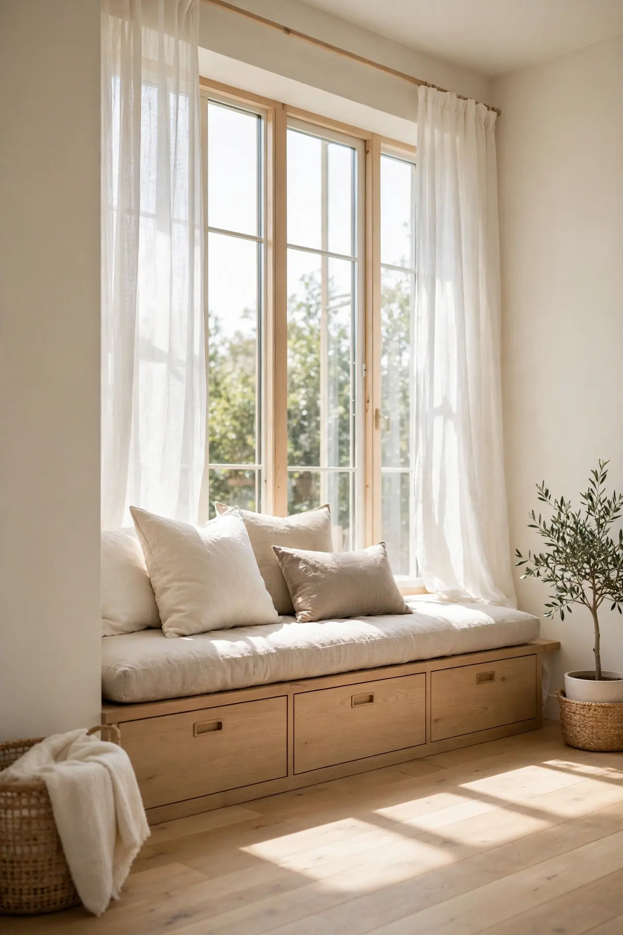 Window Seat Storage for small bedroom ideas with built in storage