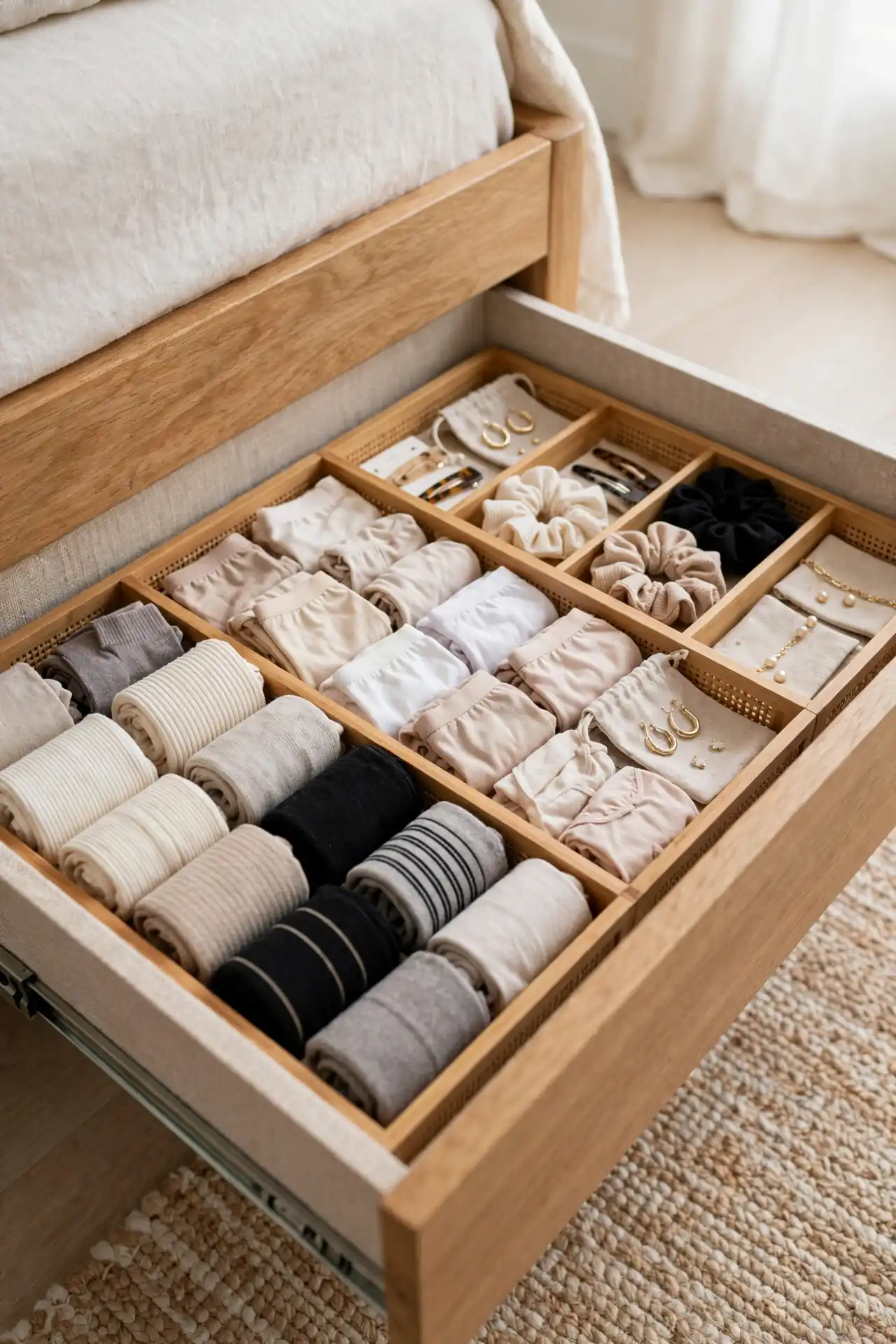 Divided Drawer Trays - Small Bedroom Storage Ideas Under Bed